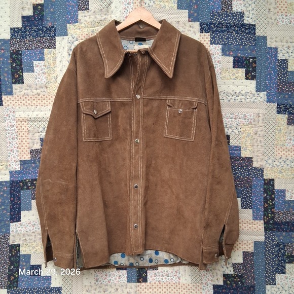 Velasco Other - Vintage 70s Velasco Mexican Cowhide Suede Leather Western Rancher Jacket Size XL
